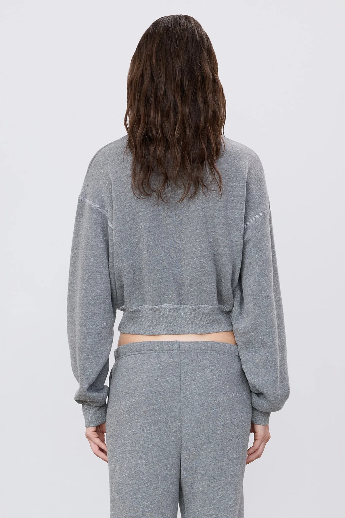Cropped Half Zip Sweatshirt in Dark Heather Grey