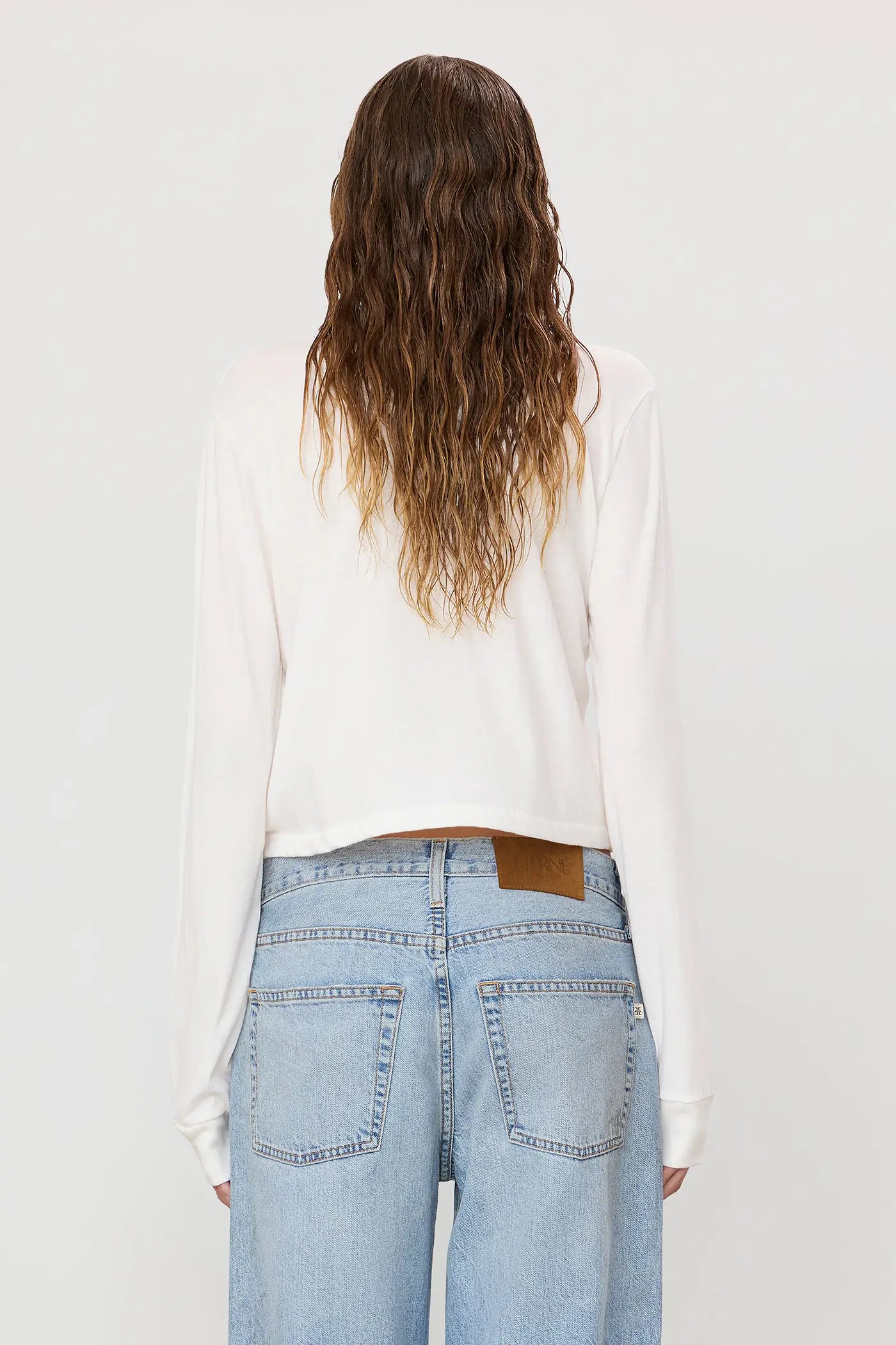 Long Sleeve Boxy Tee in Ivory