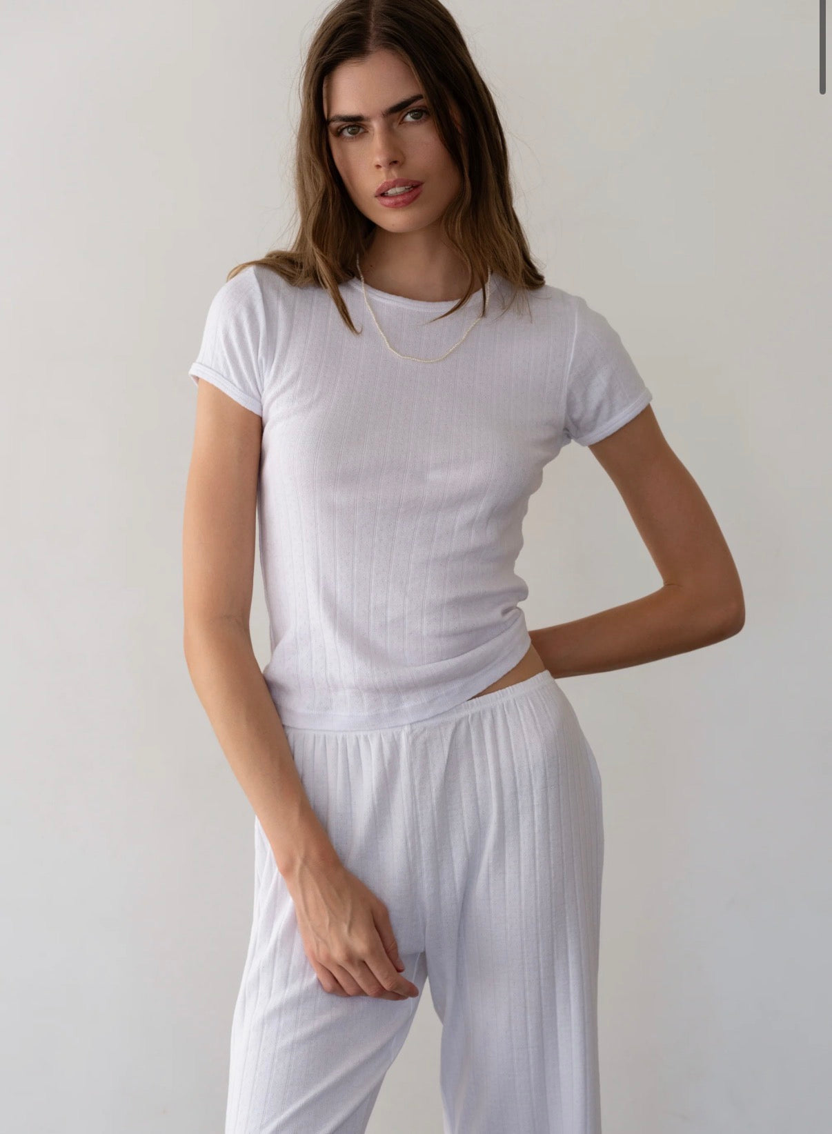 The Pointelle Baby Tee in Powder