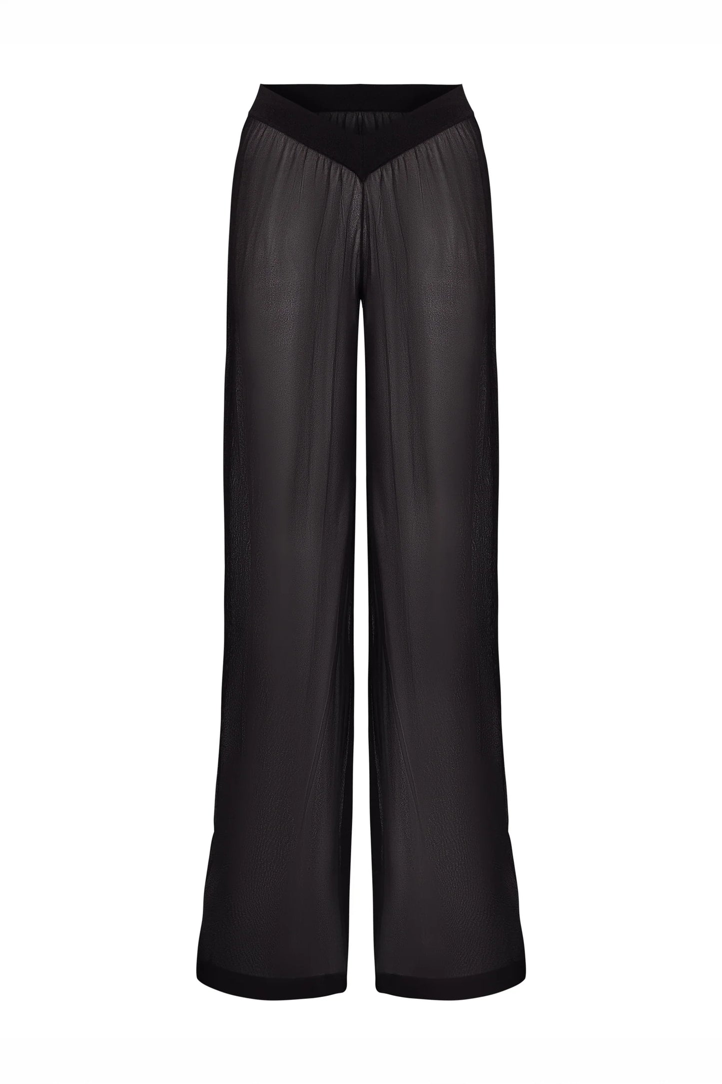 Sheer Palazzo Pant in Black Eco Knit