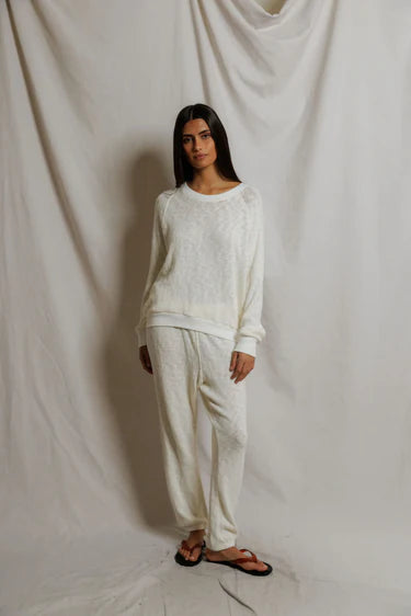 Keanu Mesh Sweater Easy Sweatpant in Natural