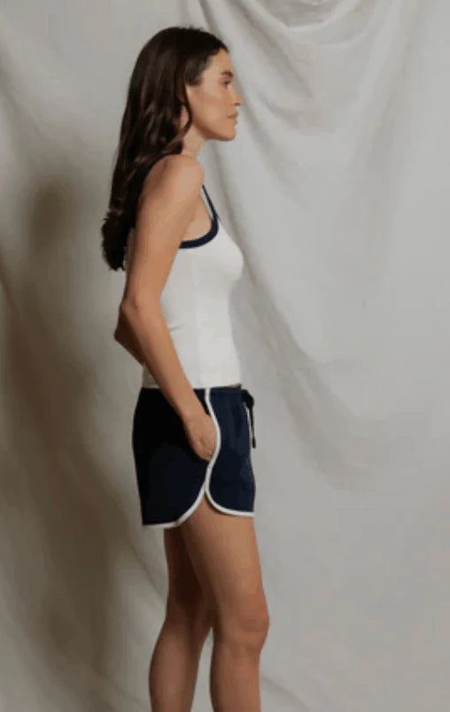 Pureform Dolphin Shorts in Navy/Bright Ivory