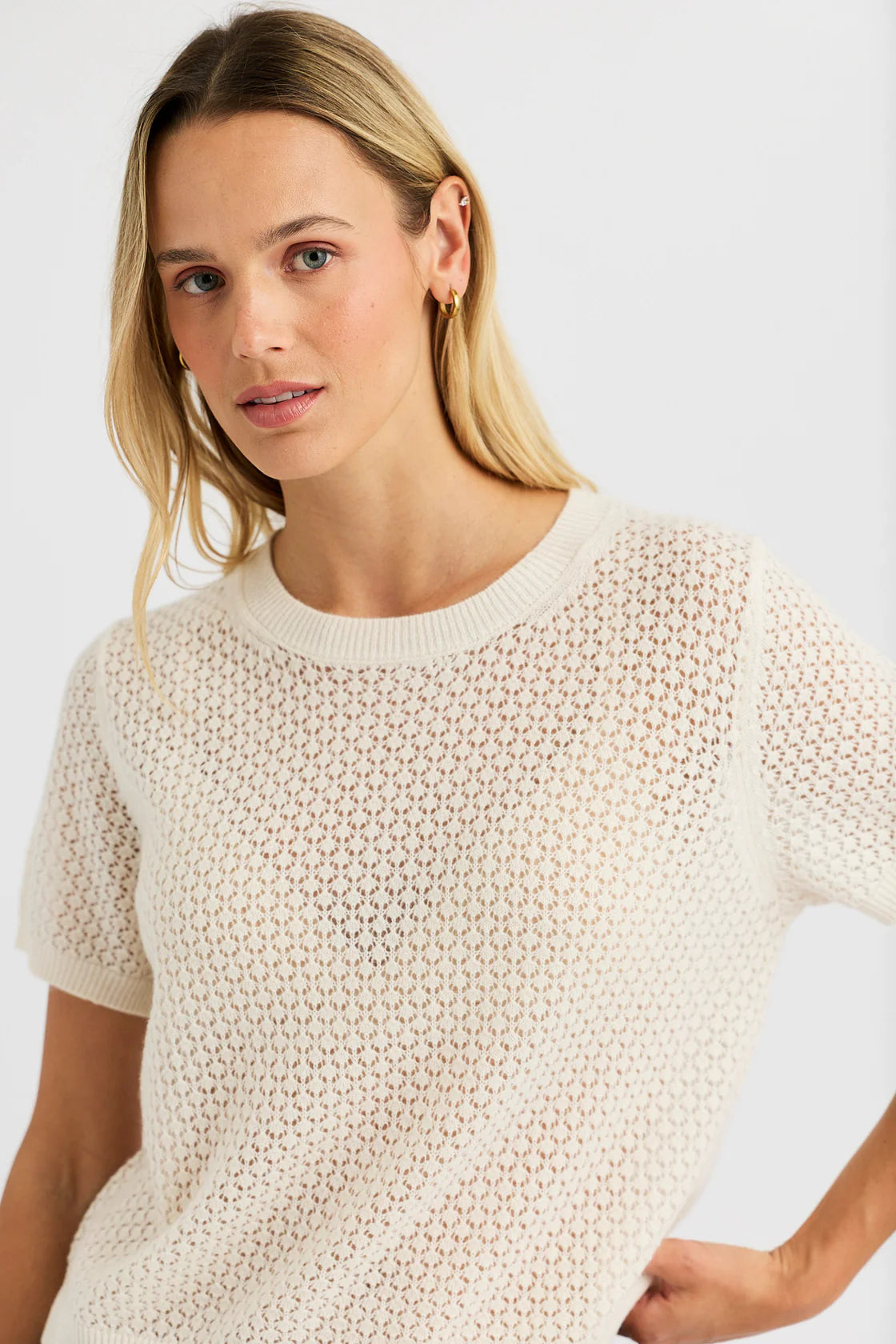 Jaqueline Cashmere Tee in Ecru