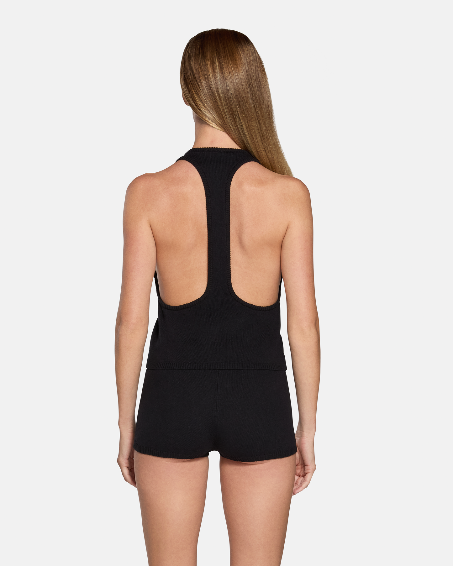Romy Knit Racer Tank in Black