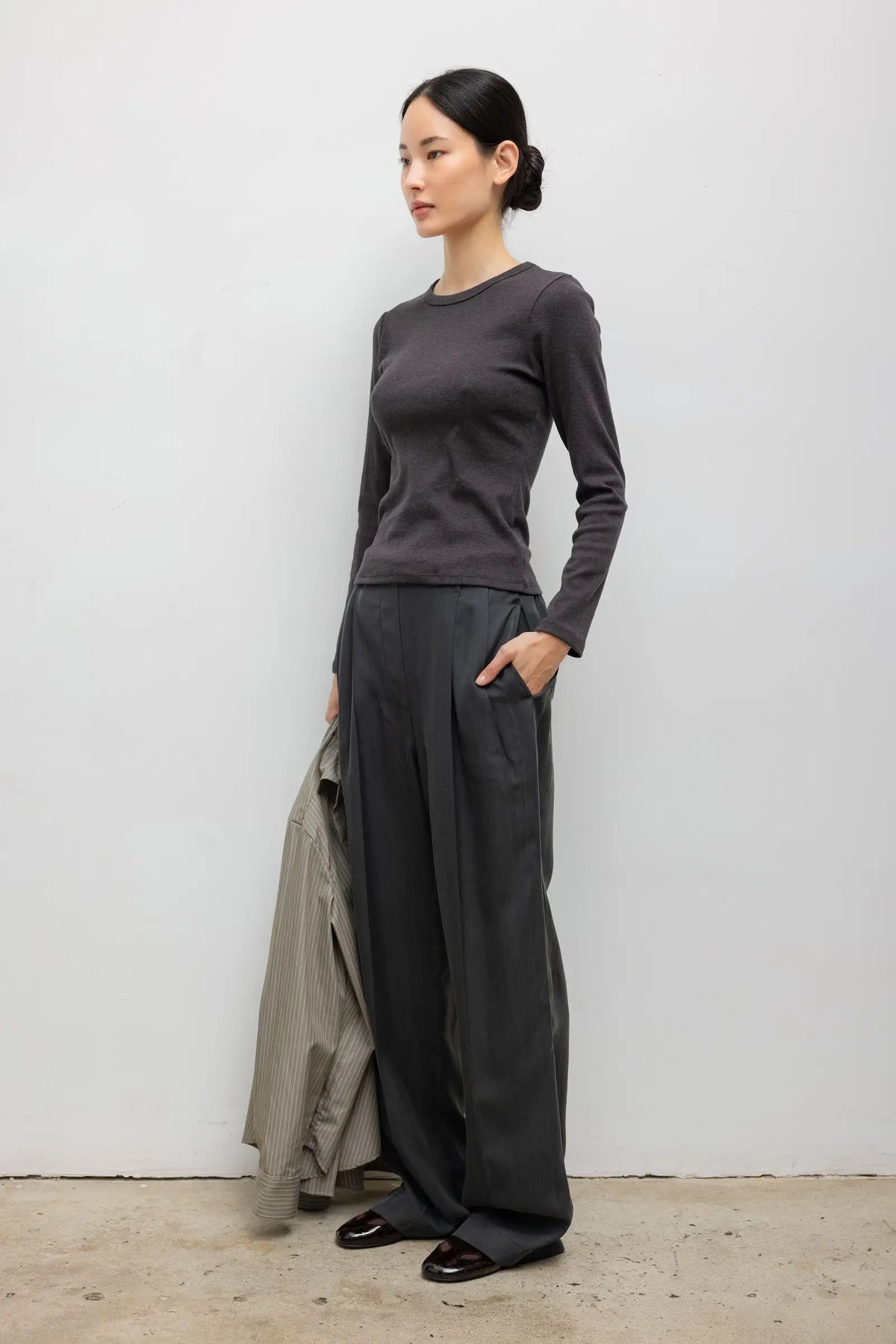 Nando Slim Fit Long Sleeve in Hickory Melange