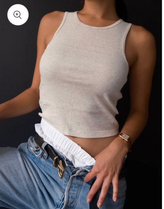 Basic Crop Tank in Oat