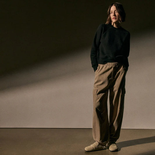 Herringbone Twill Parachute Pant in Soft Beige Pigment