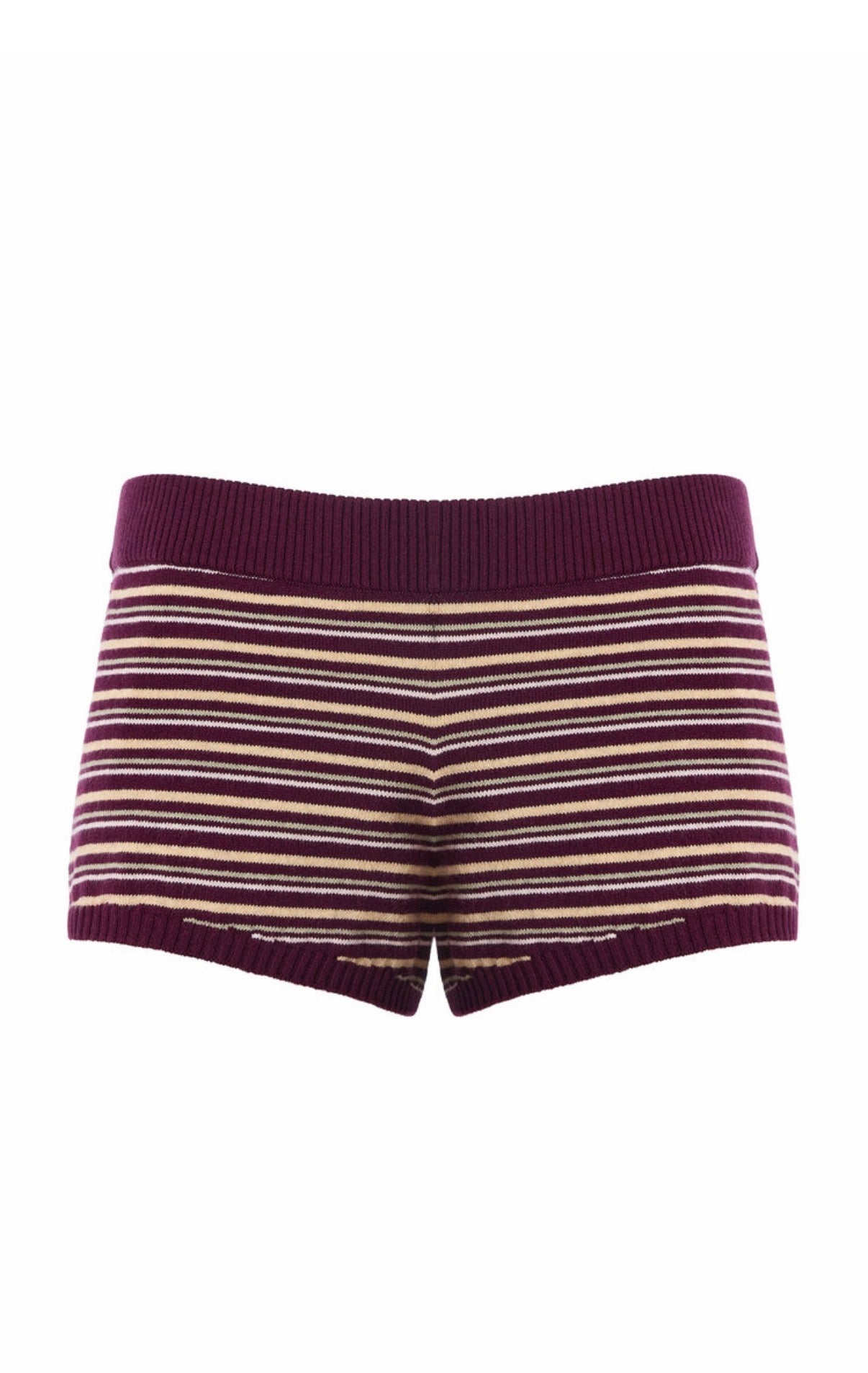 Camden Knit Short in Burgundy Soft Pink Stripe