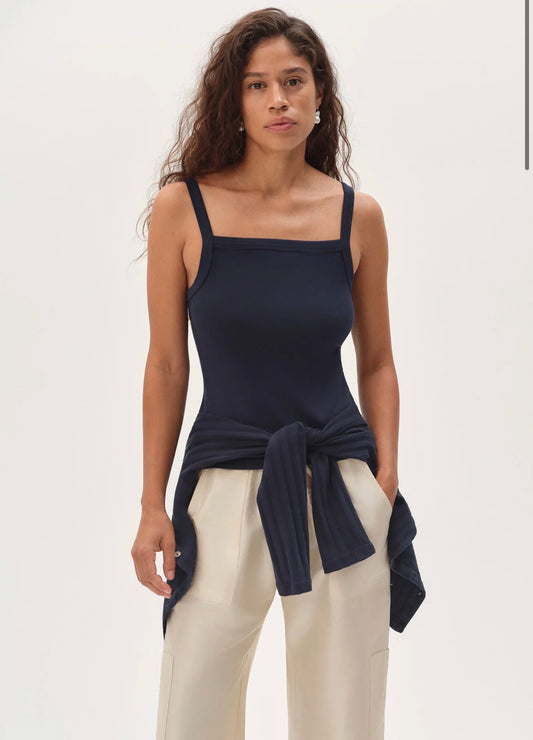 The Baby Rib Square Neck Tank in Navy