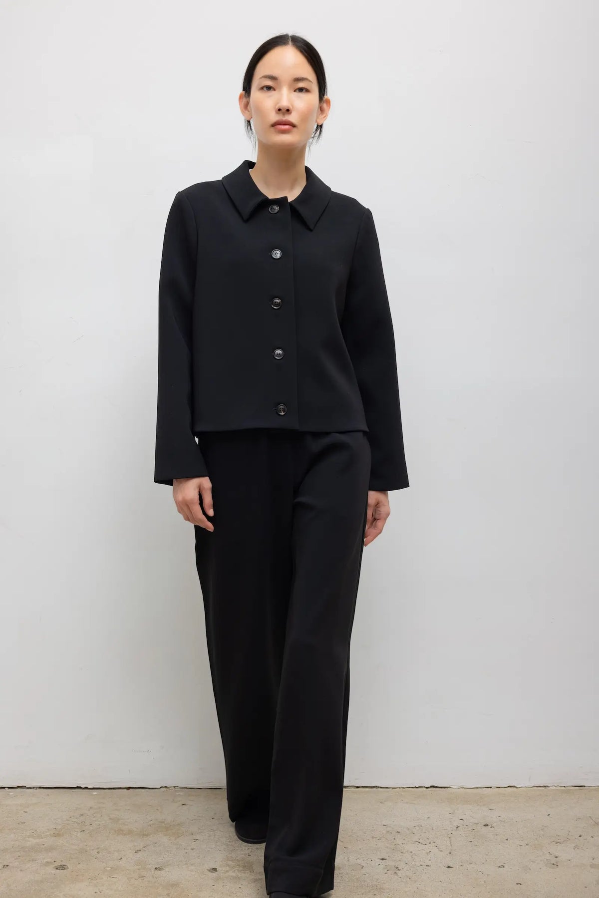 Arielle Bonded Collared Jacket in Black