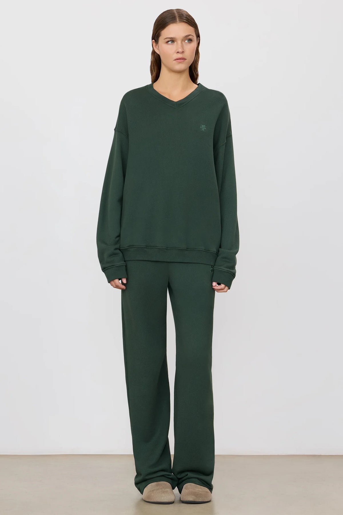 Oversized Wide Leg Sweatpants in Forest