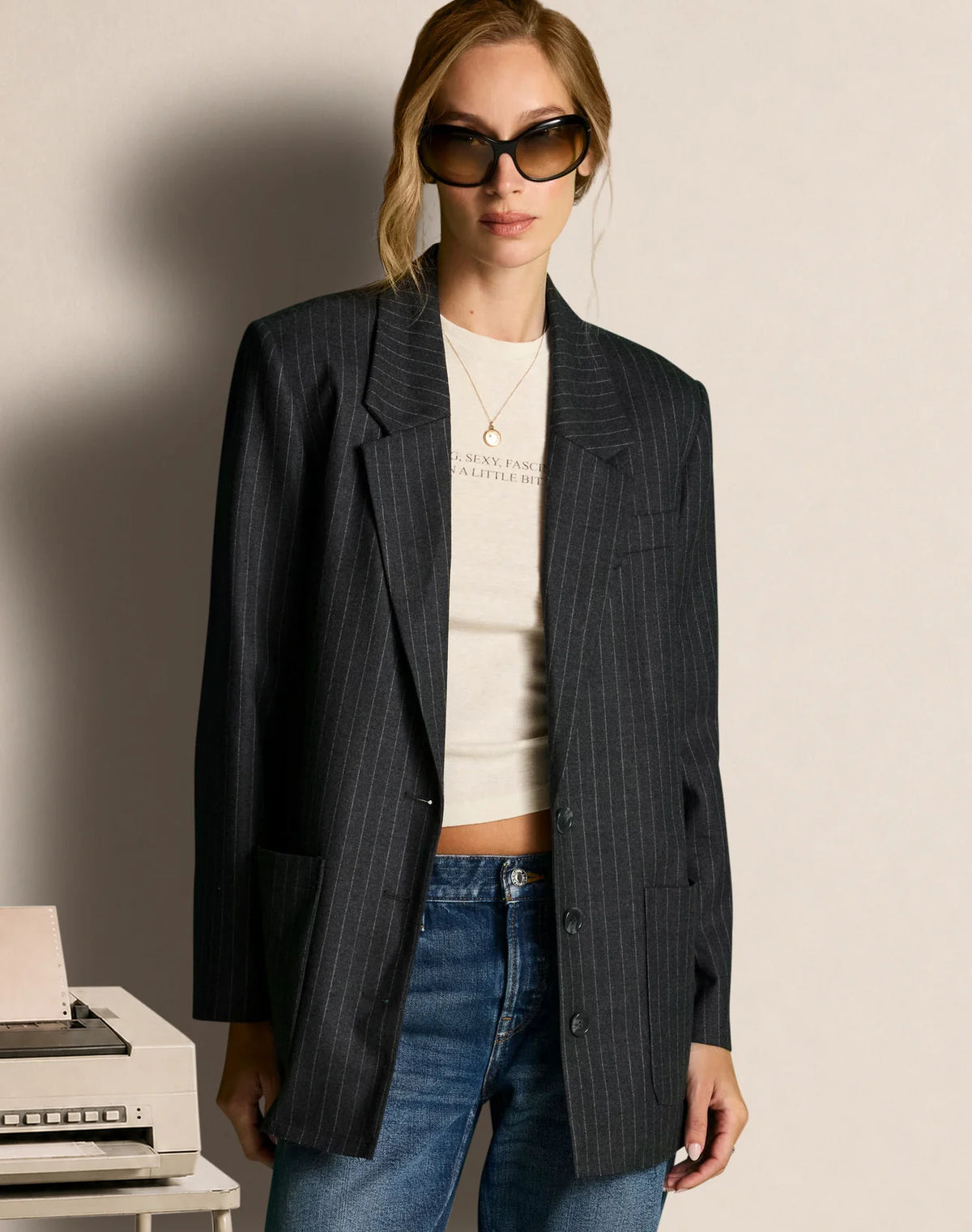 Grey Pinstripe Didion Blazer
