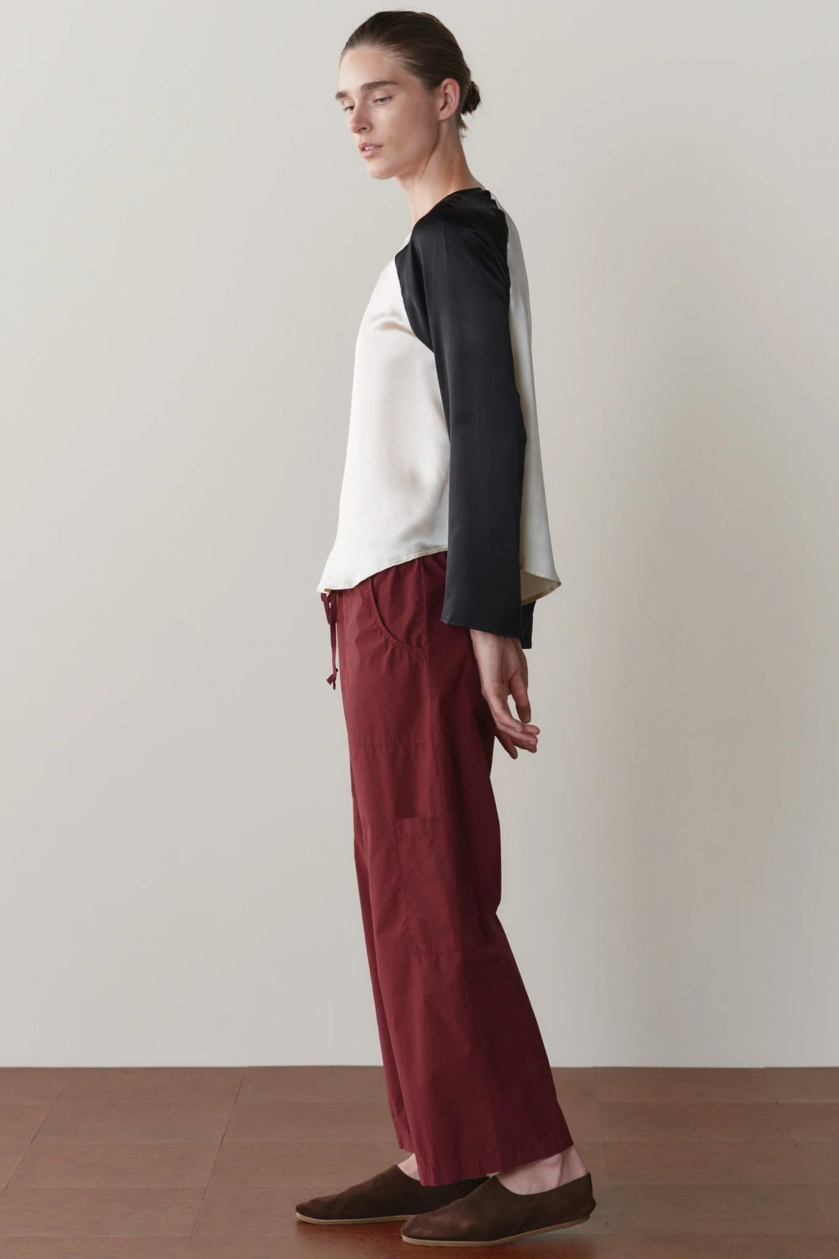 The Pop Drawstring Cargo Pant in Oxblood