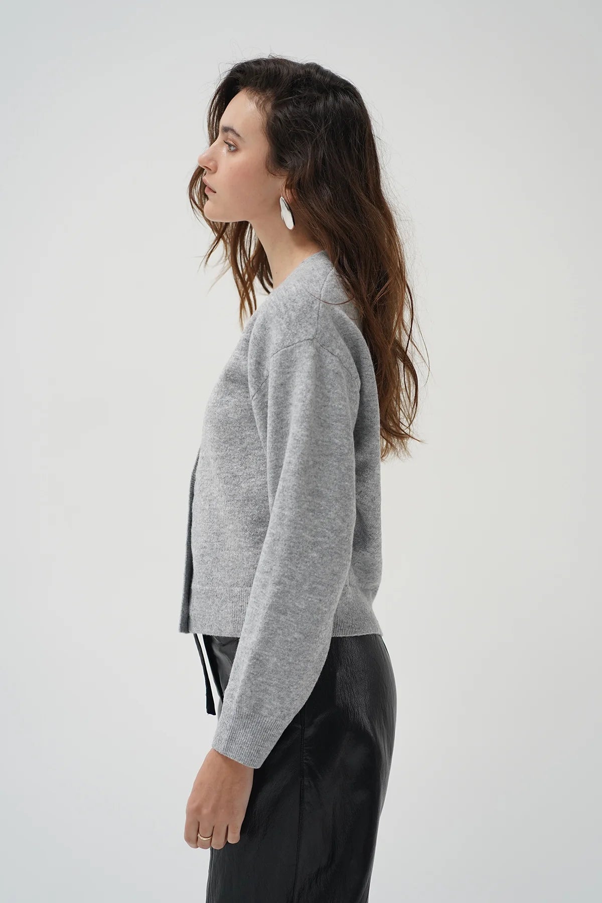 STERLING LACE TRIM SWEATER IN HEATHER GREY