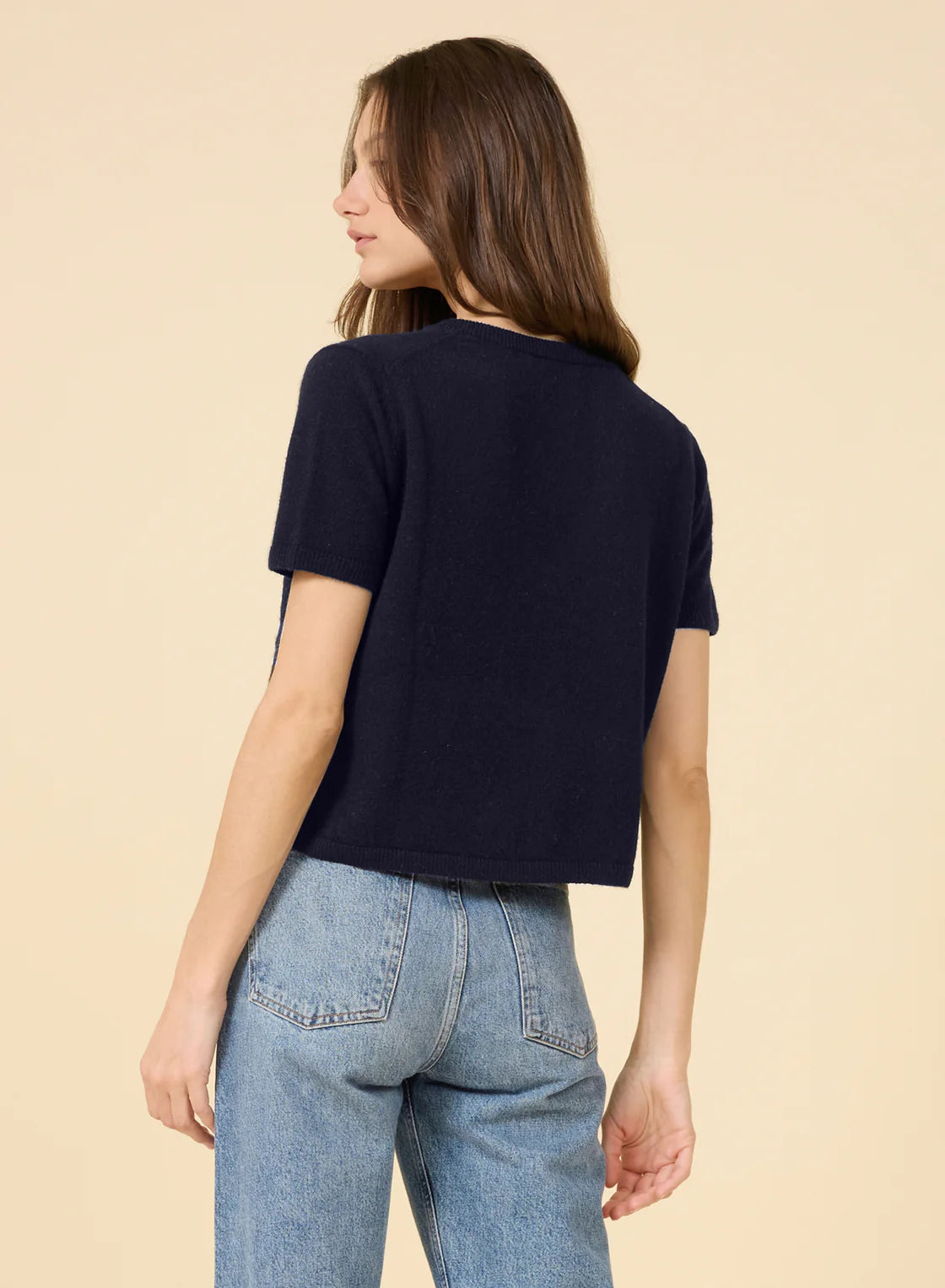 Kadri Cashmere Vneck Tee in Navy
