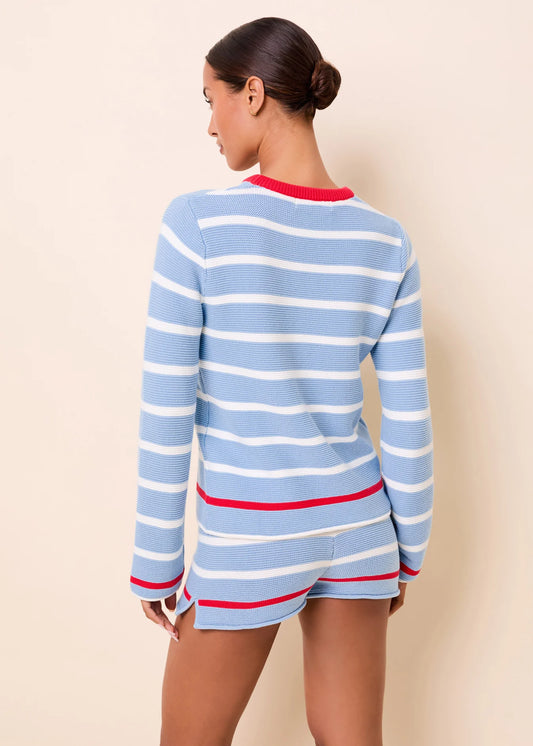 The Hudson Sweater in Americana Breton Stripe