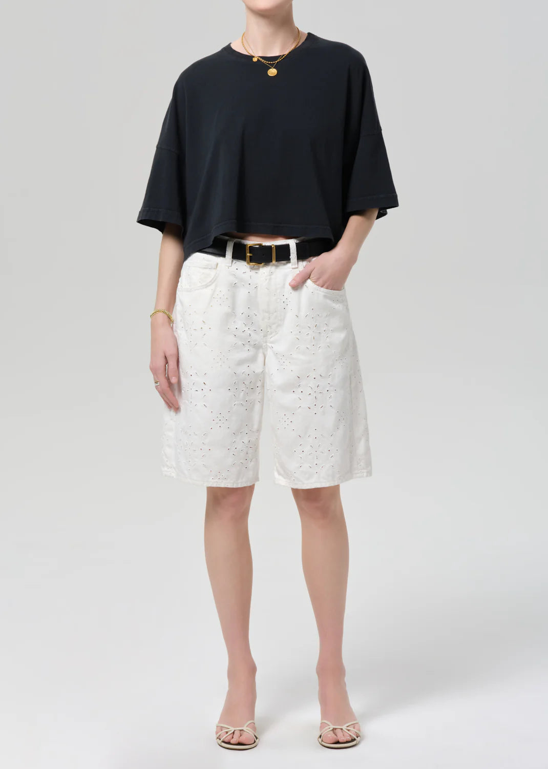 Court Denim Short in Blanc