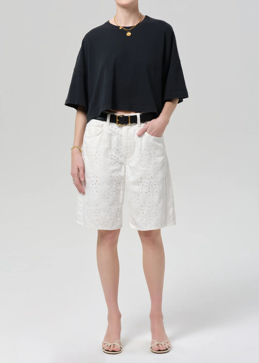 Court Denim Short in Blanc