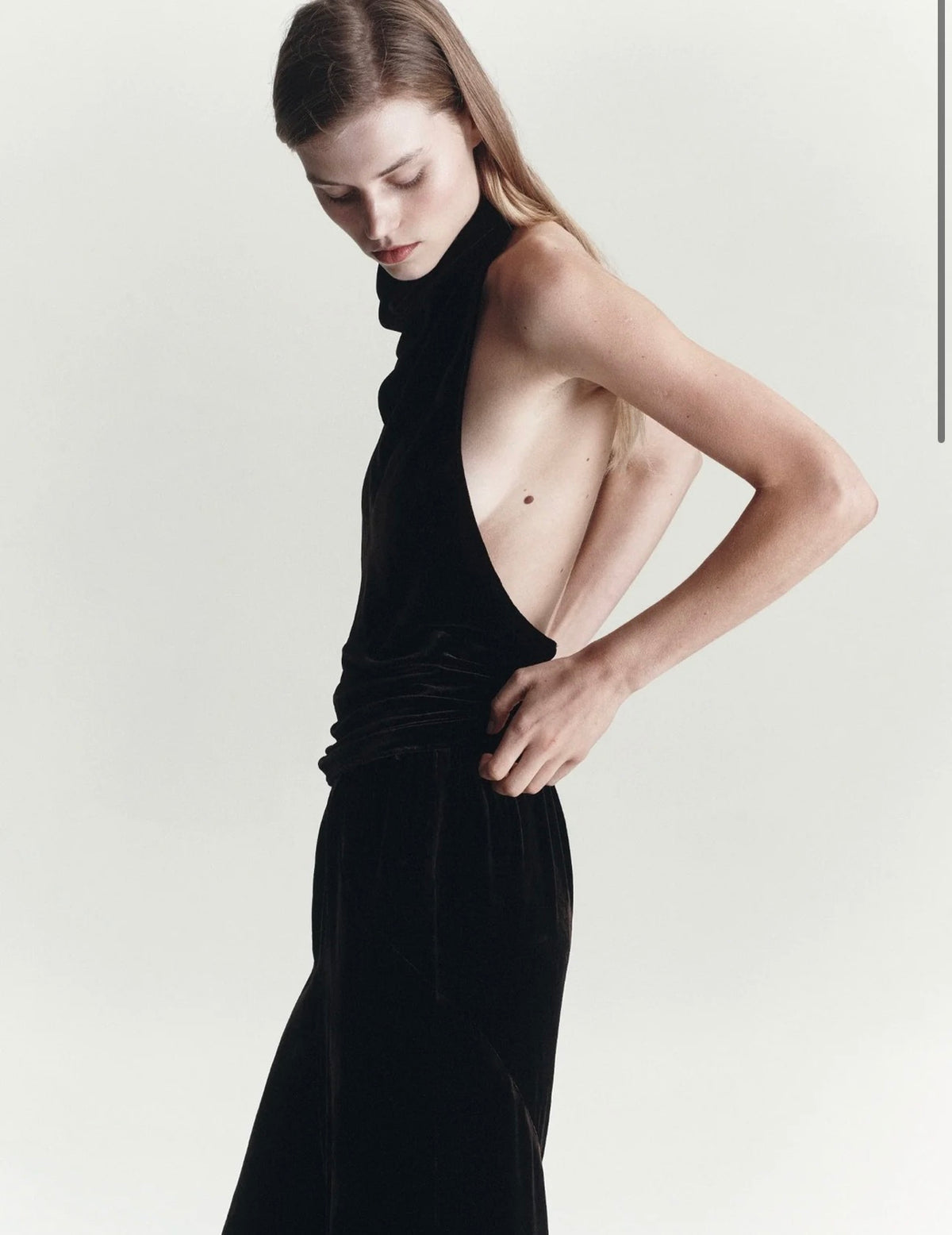 Back Wrap Top in Velour Brown