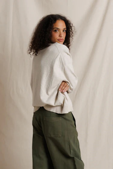 Skye Deep V-Neck Sweater in Whitecap Grey
