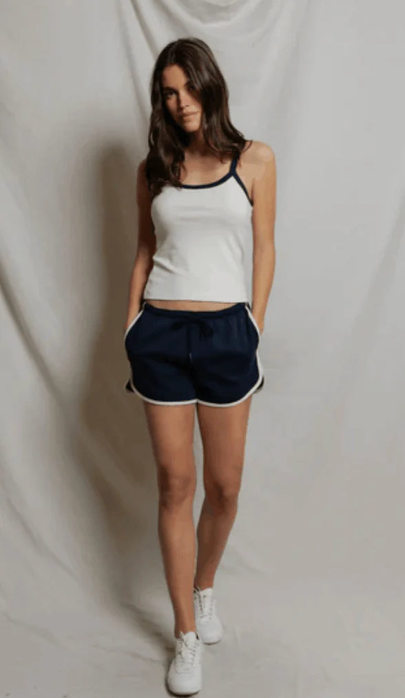 Pureform Dolphin Shorts in Navy/Bright Ivory