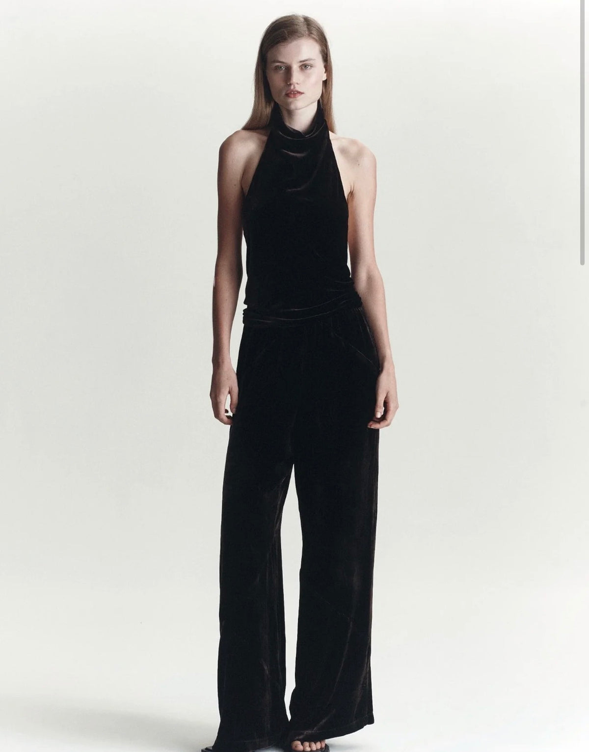 Back Wrap Top in Velour Brown