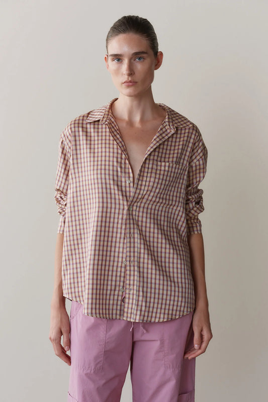 The Tencel Plaid Shirt in Creme/Roz Plaid
