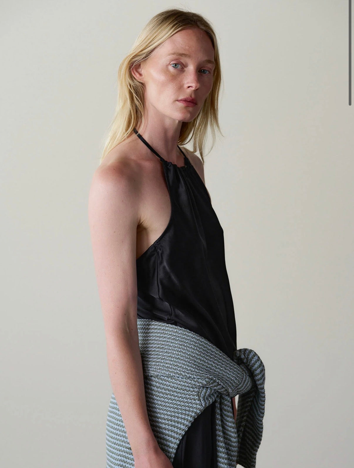 The Silk Halter Top in Jet