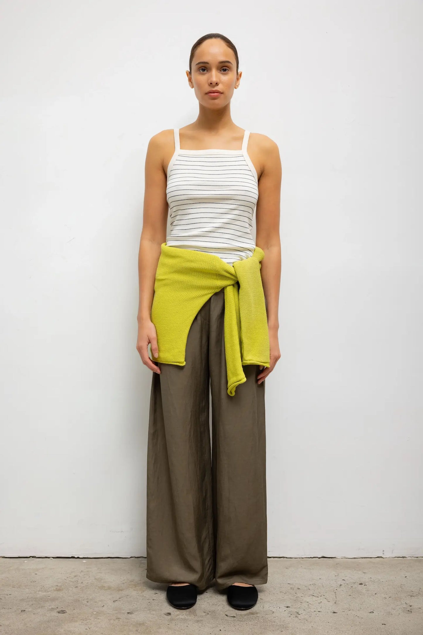 Nando Stripe Square Neck Tank in Natural/Midnight Stripe