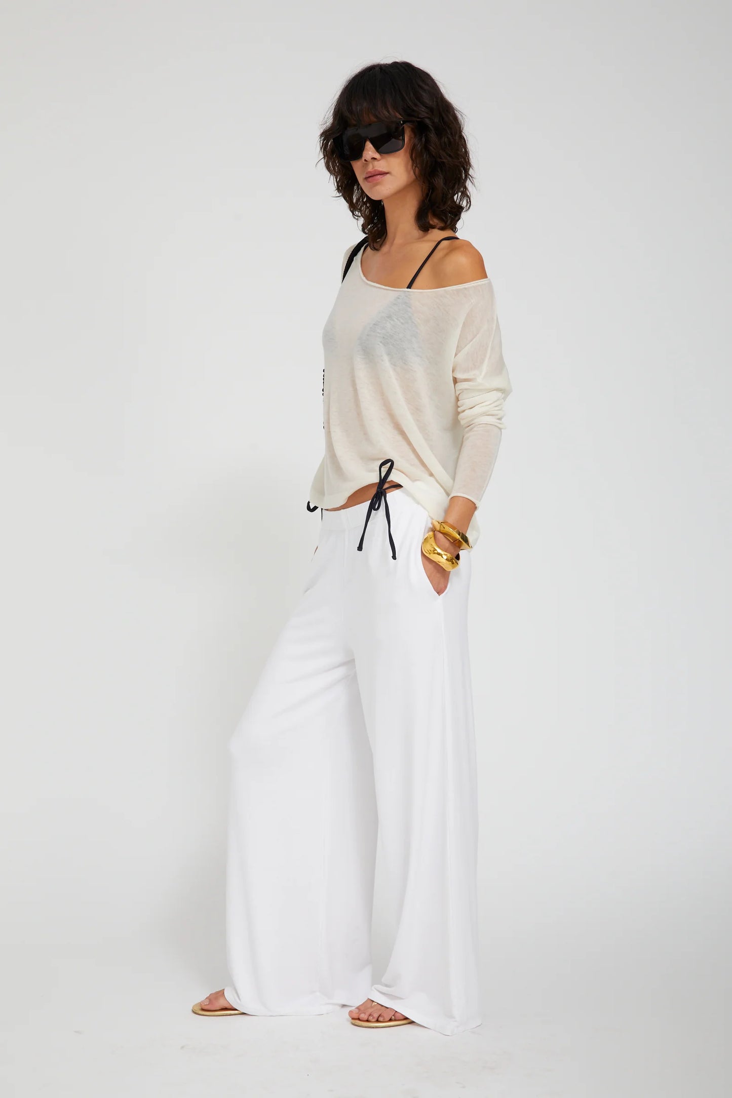 Off Shoulder Sweater in Ivory
