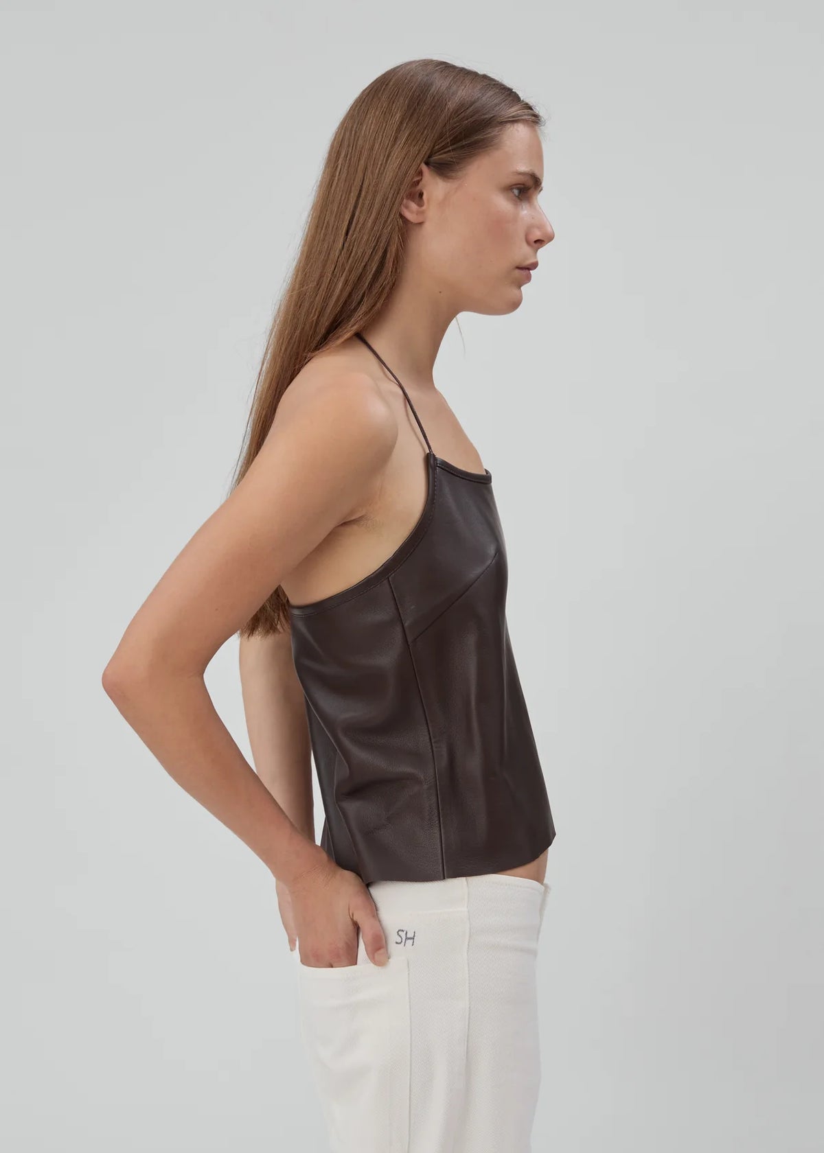 Toggle Tank in Brown Leather
