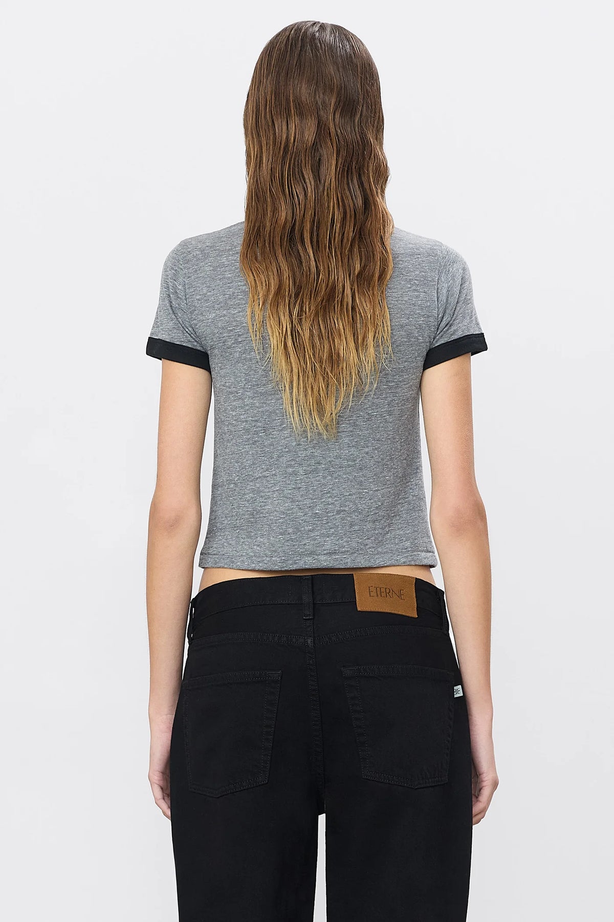 Ringer Baby Tee in Dark Grey/Black