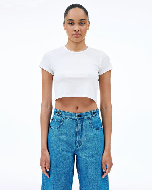 Crop Baby Tee in Natural White