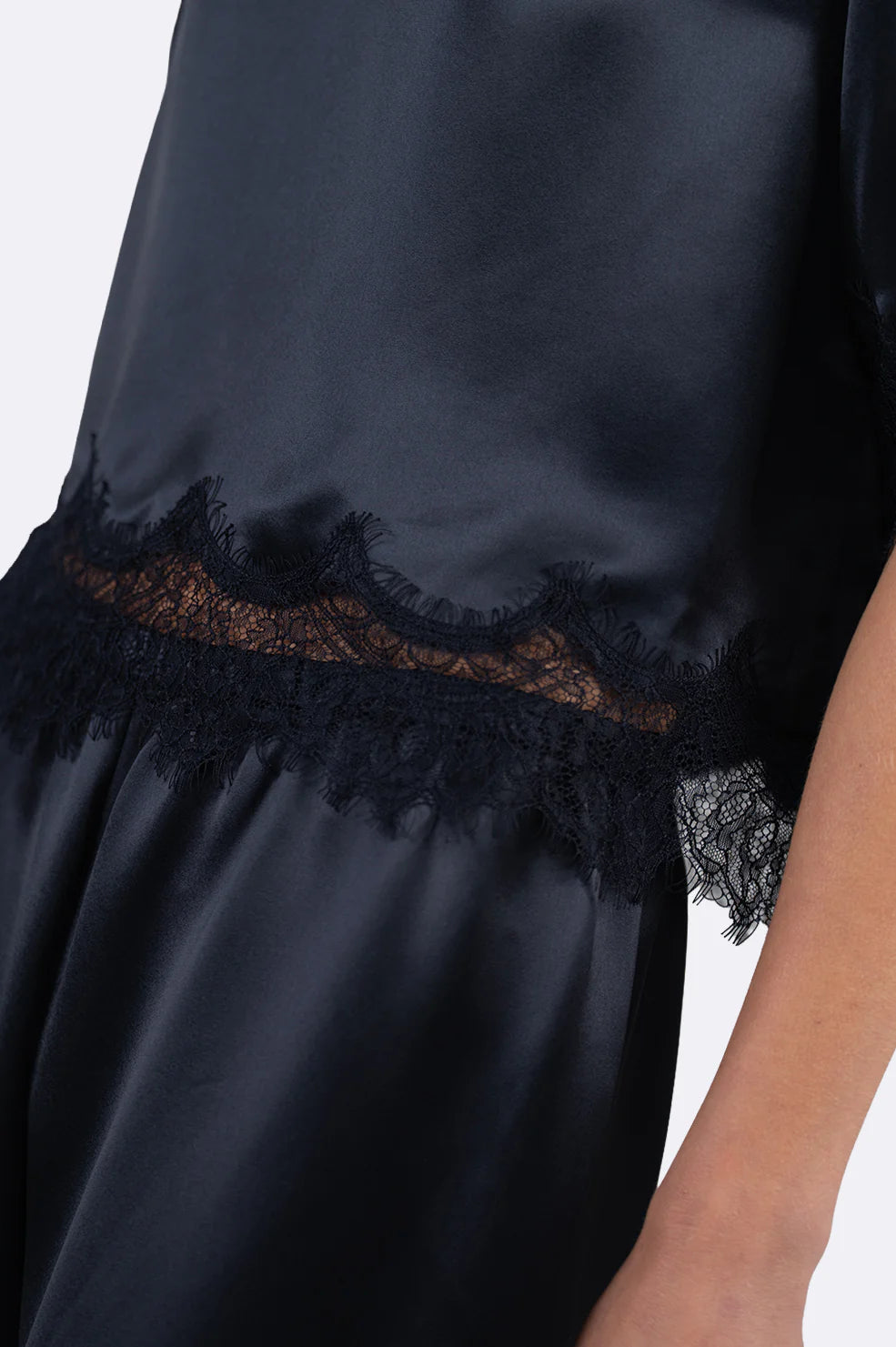 Midnight Satin Top in Navy