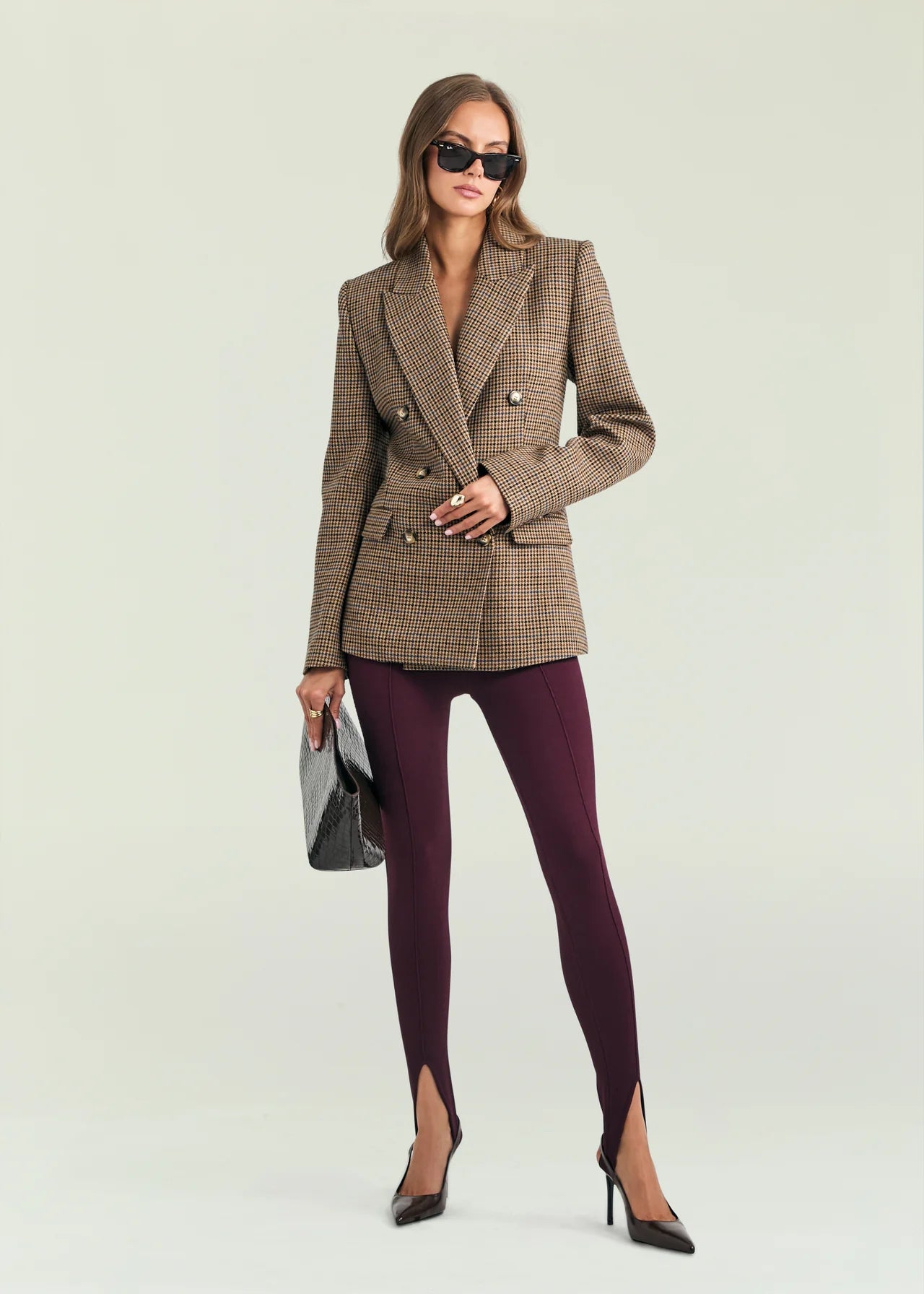 Romi Jacket in Tan Houndstooth