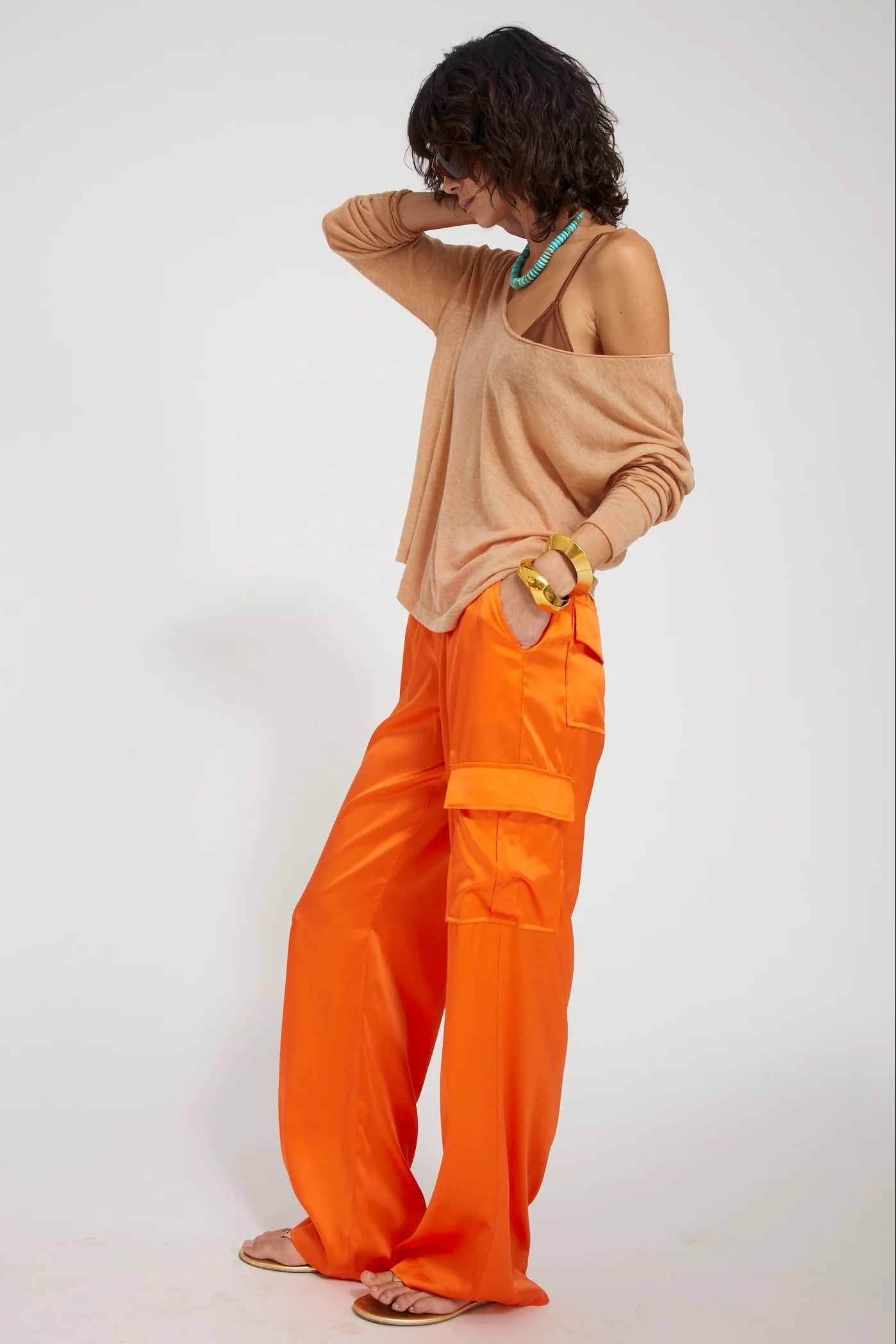 Off Shoulder Sweater in Caramel