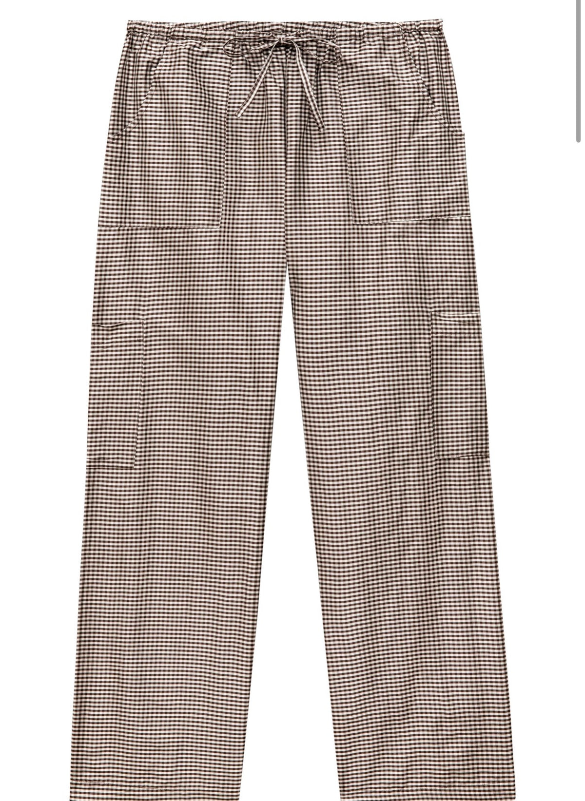 The Tafetta Gingham Drawstring Cargo Pant in Espresso