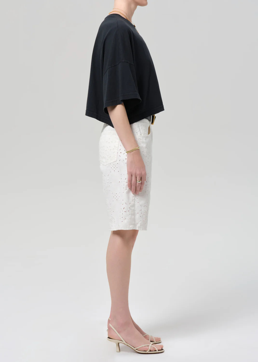 Court Denim Short in Blanc