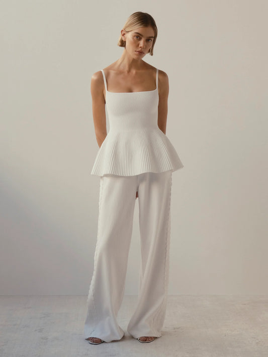 Alex Baggy Wide Leg in White Lace Aura