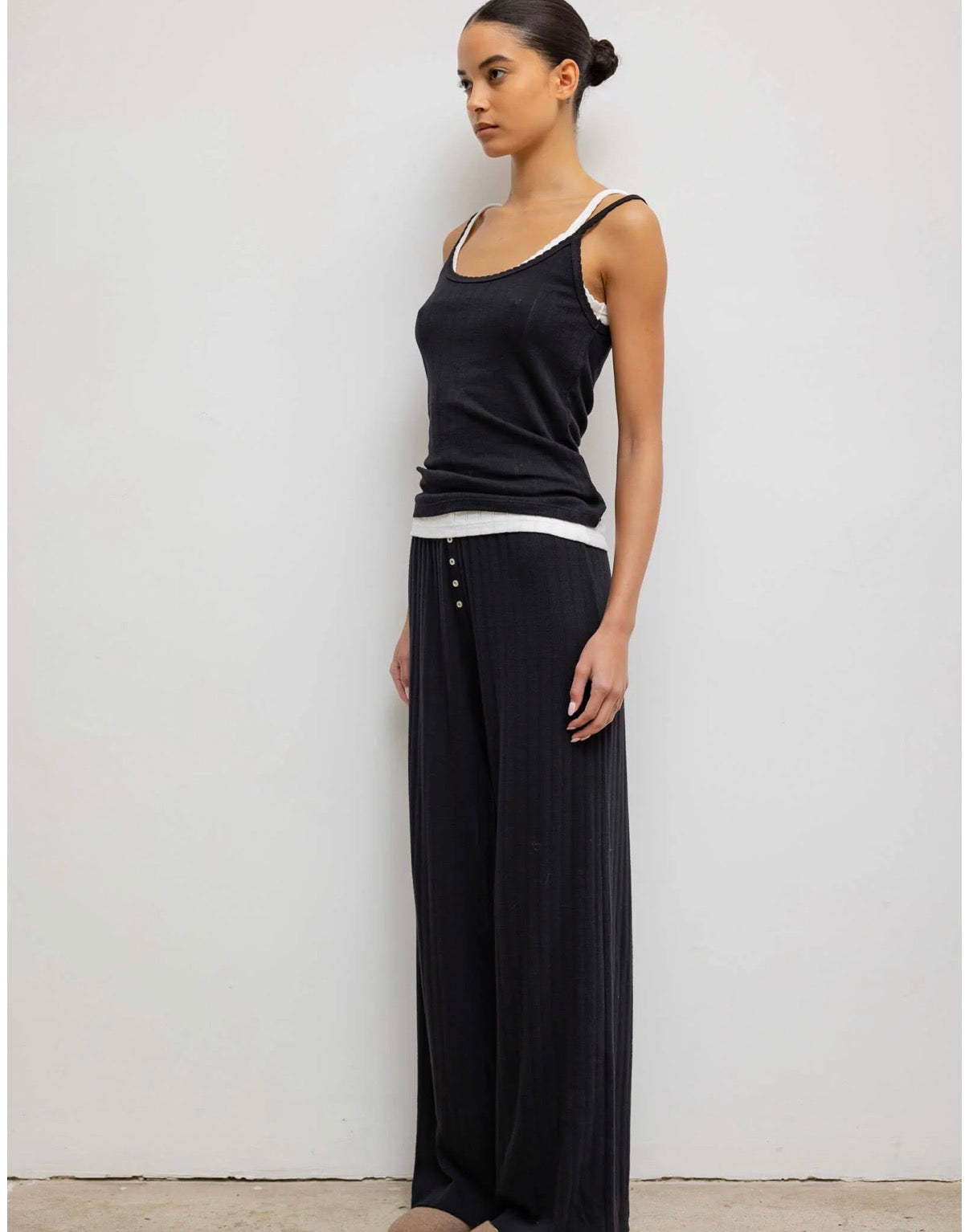 Pointelle Classic Tank Top in Black