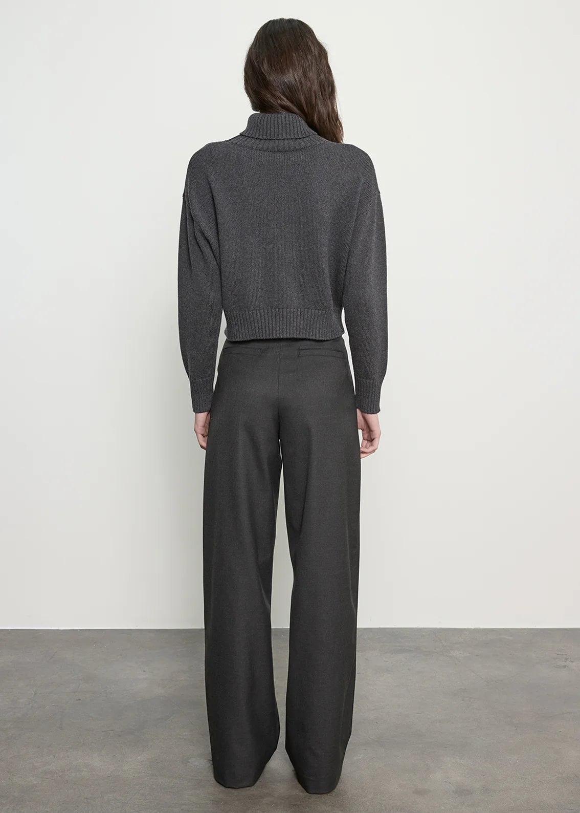 Cotton Cashmere Funnelneck Sweater in Charcoal
