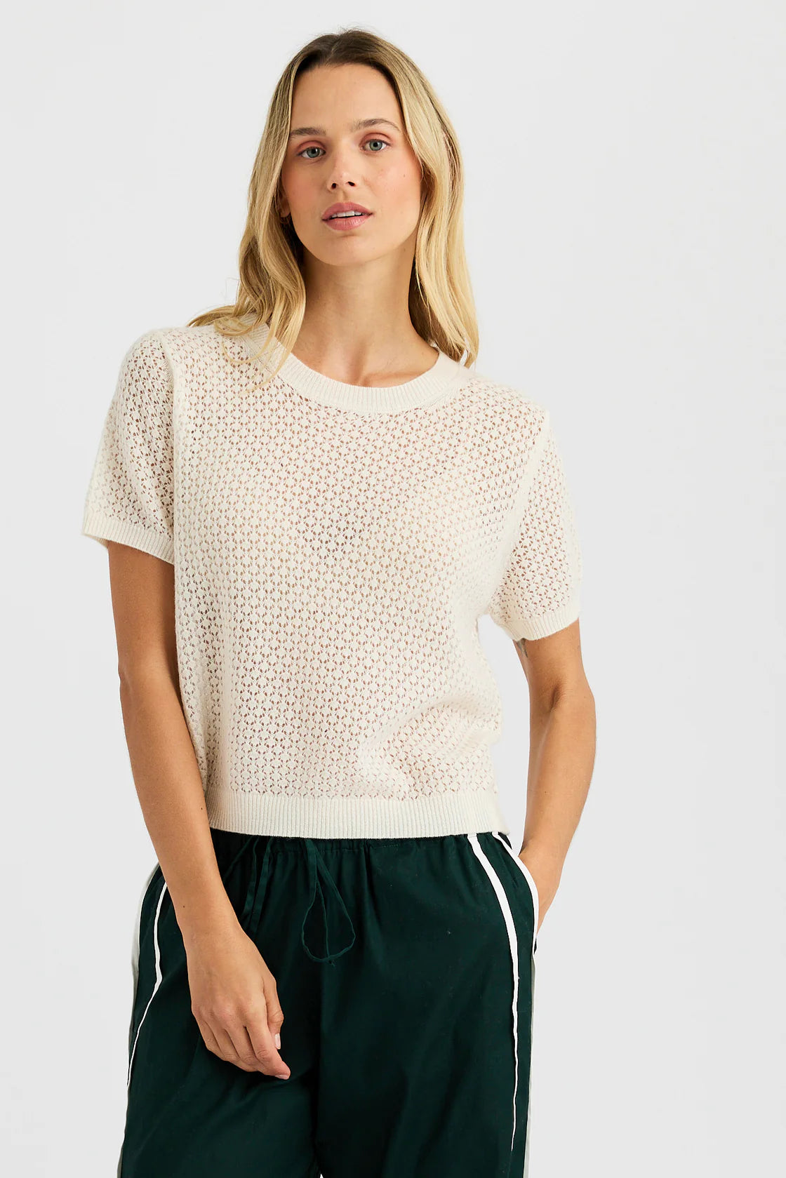 Jaqueline Cashmere Tee in Ecru