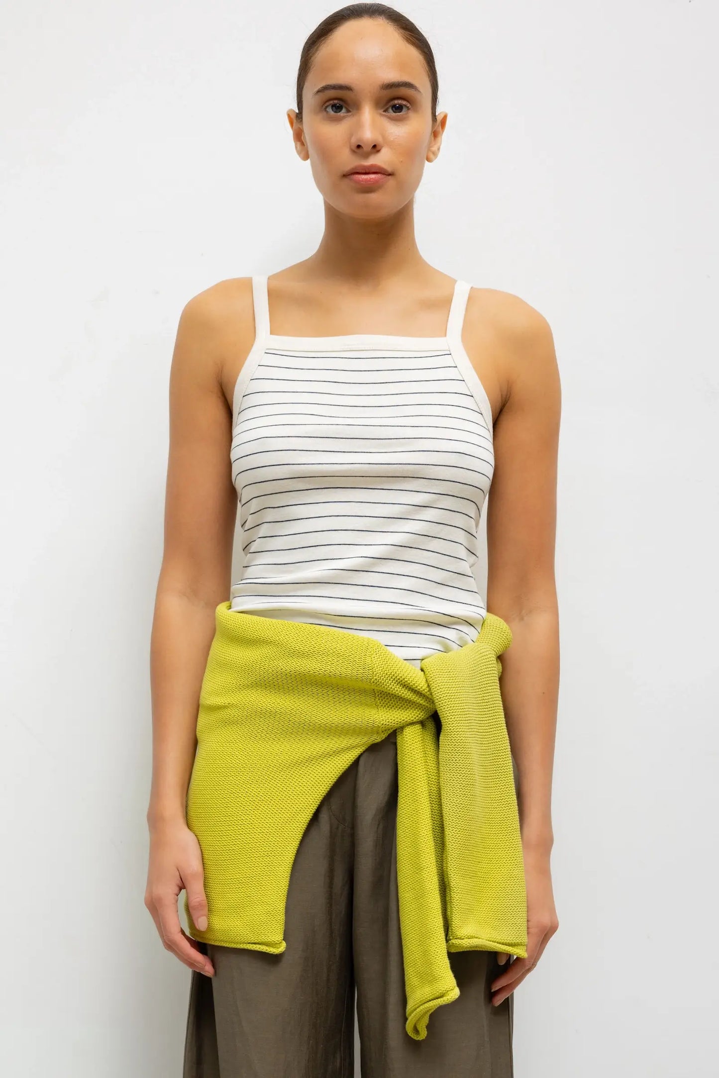Nando Stripe Square Neck Tank in Natural/Midnight Stripe