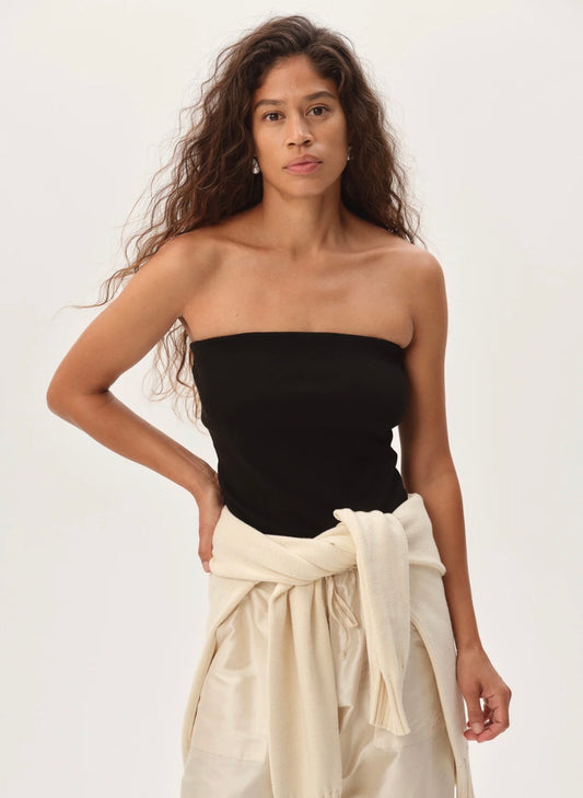The Baby Rib Tube Top in Jet