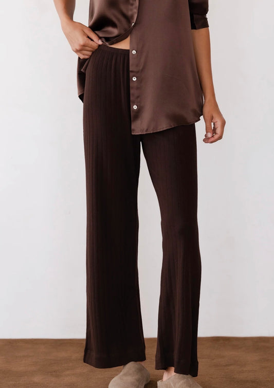 The Pointelle Simple Crop Pant in Espresso