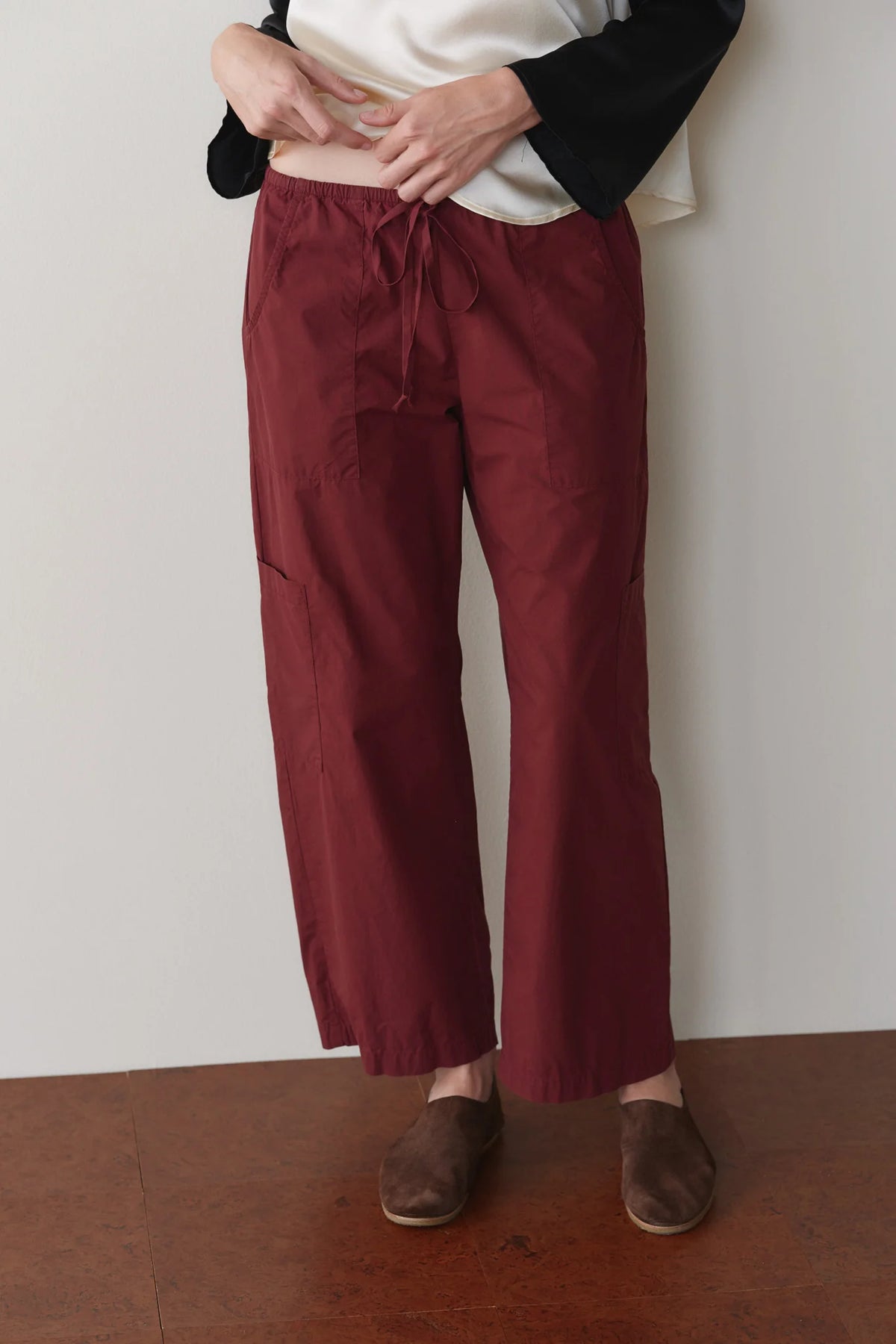 The Pop Drawstring Cargo Pant in Oxblood