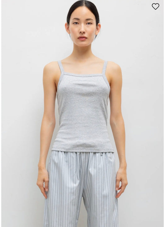 Nando Square Neck Tank in Light Grey Melange