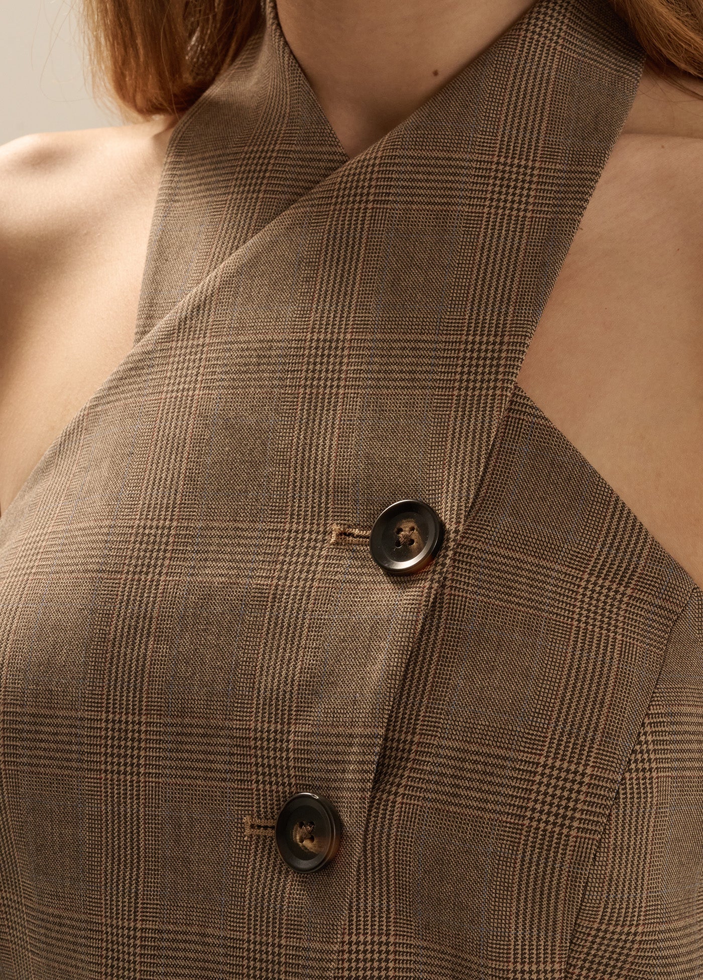 The Crossover Vest in Java Plaid