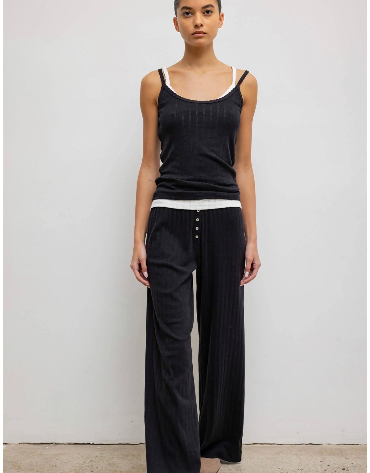 Pointelle Classic Tank Top in Black