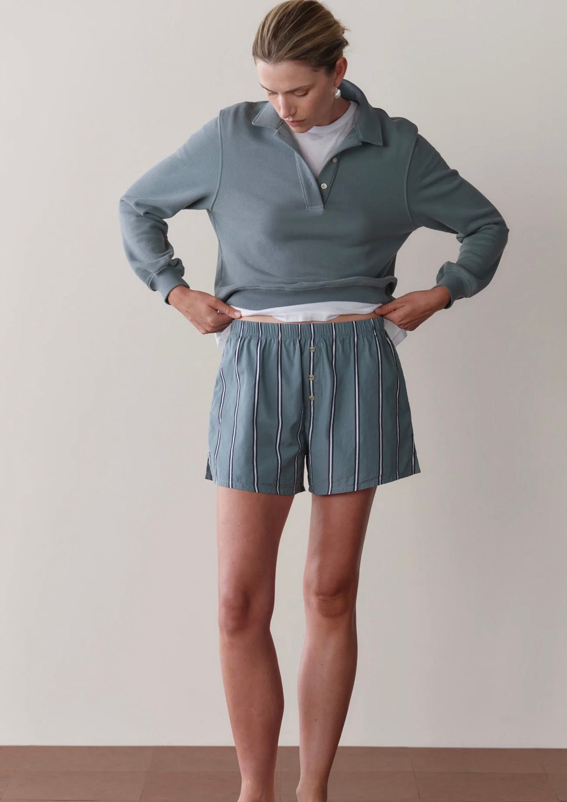 The Pop Stripe Boxer in Sage